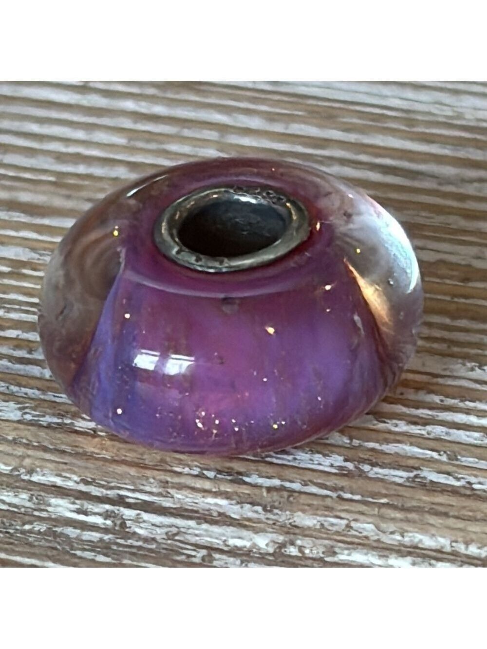 TROLLBEADS Murano glass bead purple effervescence sterling silver core retired